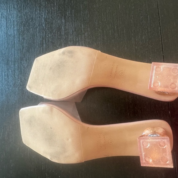 Clear Pink Heel Slide Sandals with Jewel Accent - Picture 5 of 5
